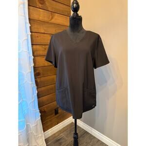 Urbane Performance Scrub Top – Black – Size XLG – V-Neck – Stretch Fabric